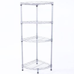 4Tier Wire Shelving Rack Metal Storage Shelf Unit For Laundry Bathroom Kitchen Pantry Closet (Option: Silver)