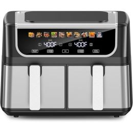 Double-basket Air Fryer, With A 9.5-liter Large Capacity, Independent Temperature Control, And 10 Preset Modes (Option: Black)
